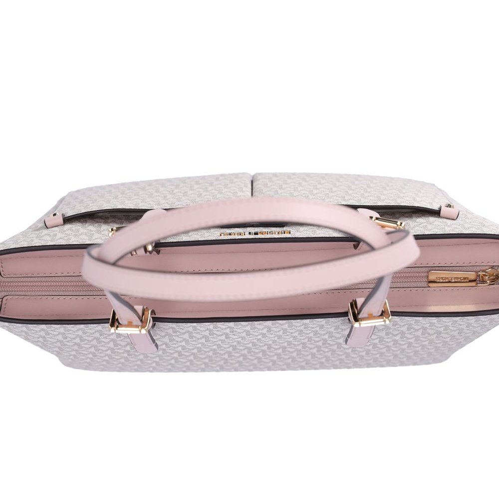 Michael Kors Jet Set Travel Medium Double Pocket Tote Vanilla MK Blush Pink - Picture 9 of 9